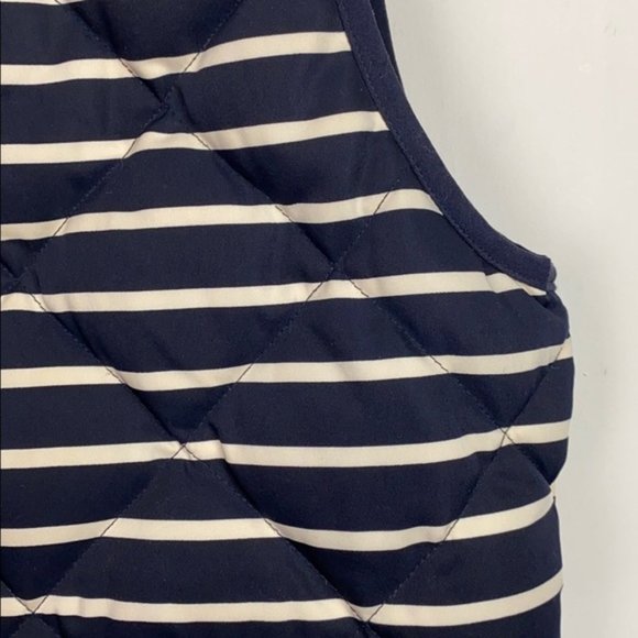 J.Crew S Puffer Vest Striped Nautical Navy White - Picture 12 of 16